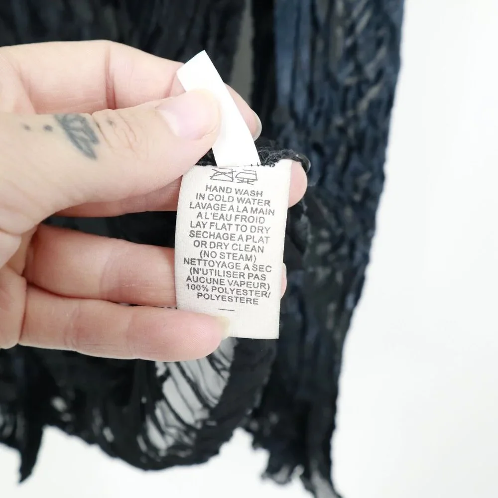 Komarov Textured Shirt Womens L Black Whimsigoth Fairy Grunge Dark Feminine Edgy - Picture 4 of 16
